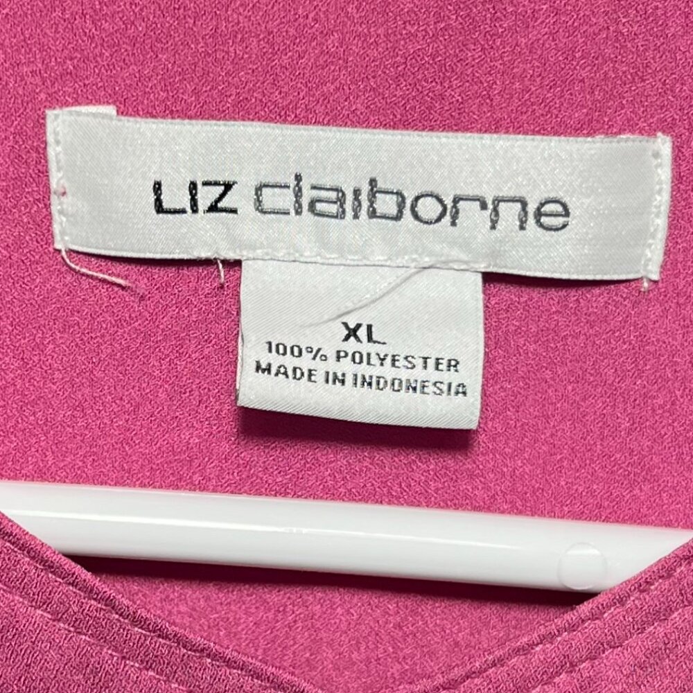 💗 Liz Claiborne Sleeveless Blouse – Magenta Pink Button Front Top (XL) 💗 - Picture 7 of 8